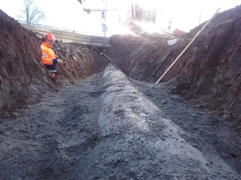 Bild 4 Ny dagvattenledning i Landbogatan. Hela utförande av VA arbetet dokumenterades noggrant med bilder.