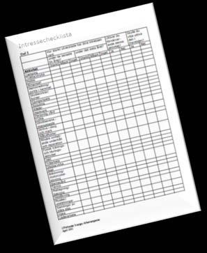 Arbetsterapeutiska instrument Intressechecklistan Intressechecklistan används av arbetsterapeuter och är ett verktyg för att utreda vad en person har för intressen.