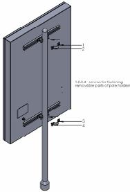 base of pole holder 2 moving part of pole holder Placera stolphållarna