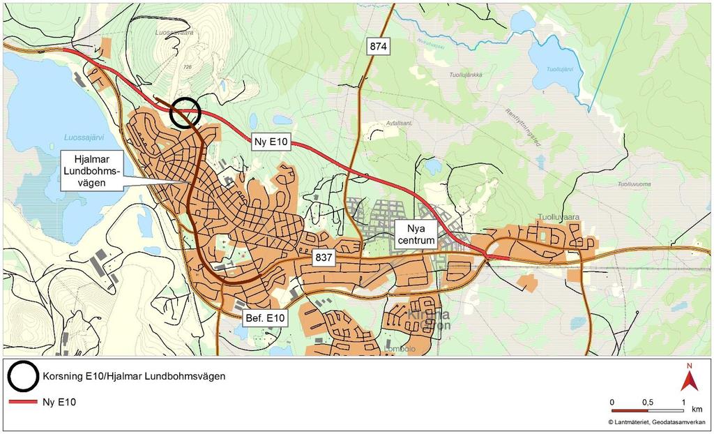 En trafikprognos har analyserat de fordon som bara skall passera korsningen. Den visar att det är ca 4 000 fordon/dygn som passerar västerut på E10 och ca 4 000 fordon/dygn som passerar österut.