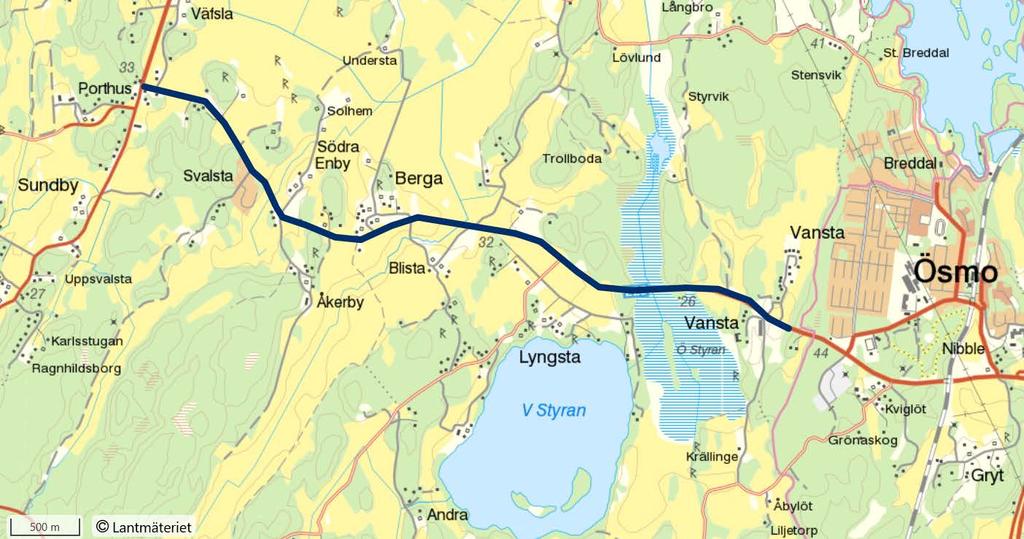 PROTOKOLL Sida 11 Eftersom Trafikverket uppger att sträckan Porthus - Ösmo har en för hög kostnad för att ha med i avsiktsförklaringen för väg 225 finns ett antal alternativa finansieringslösningar
