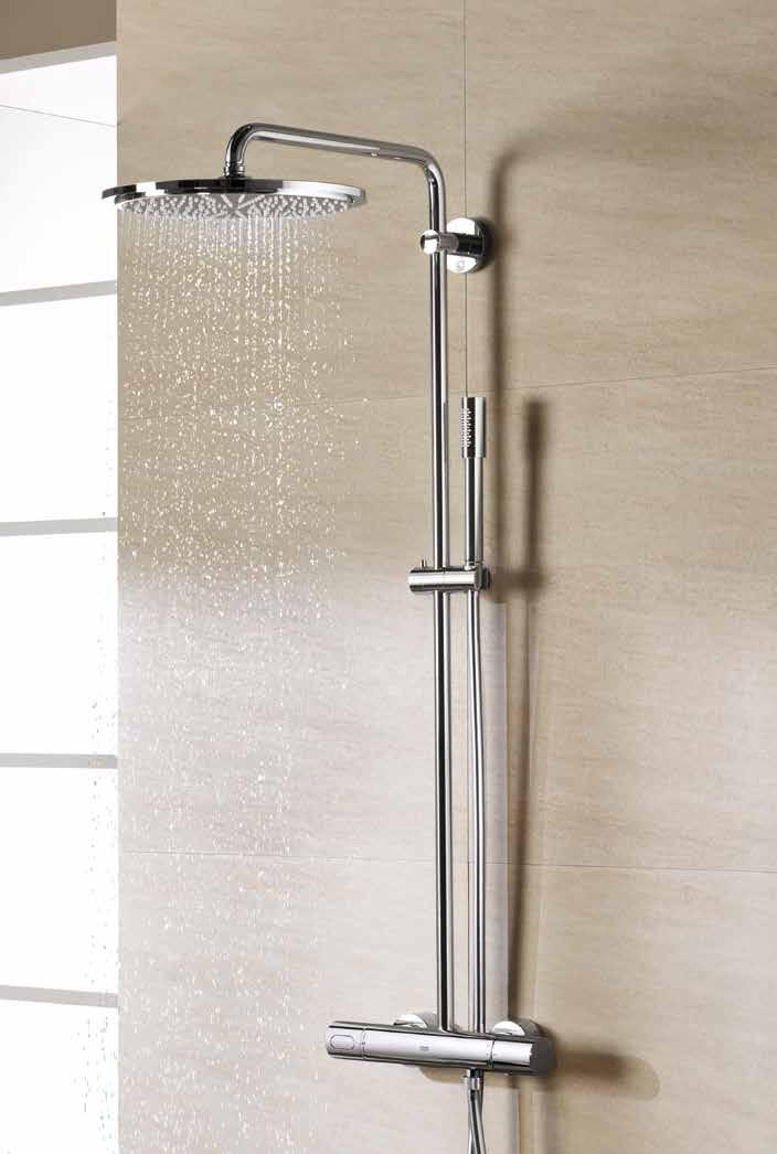 DUSCHSYSTEM Rainshower 450 mm svängbar duscharm, 400 mm huvud dusch, Sena handdusch och termostatblandare.