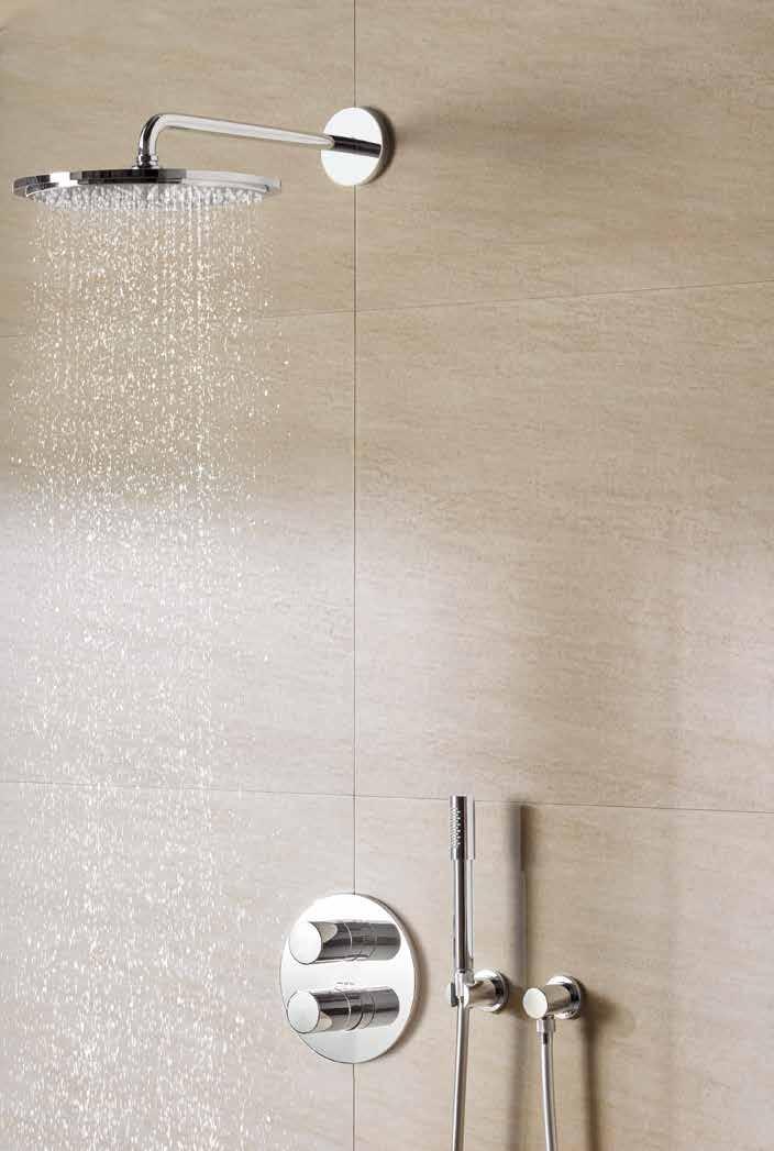 INBYGGNADSLÖSNINGAR INBYGGNADSPAKET Rainshower + Grohtherm 3000 Fyrkantig Rainshower Cosmopolitan 210 mm huvuddusch 286 mm duscharm Euphoria 110 mm handdusch