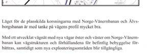 Genomgång och bedömning av förslagen ovan Alternativ Ravinen bra profil med jvg-korsningar topografi utnyttjas