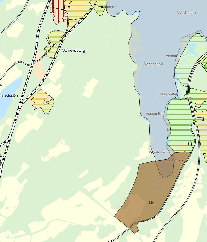 Gräns för strandskydd Gällande detaljplaner samt strandskyddsområde Riksintresse Kulturminnesvård Brätte KP8 Brätte - Vassända, KP8: Fornlämningsmiljöer på kommunikationsmässigt strategisk plats av