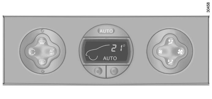 AUTOMATISK LUFTKONDITIONERING (2/6) 3 4 Endast temperaturen och symbolen AUTO visas De funktioner som styrs av automatläget visas inte. Tryck på knappen 9 om du vill höja temperaturen.