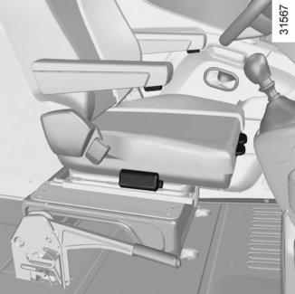 16 Inställning av roterande säten C Framåt- eller bakåtskjutning av stolen Använd handtaget 15 för att lossa spärren.