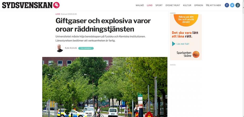 Andra nyheter Explosion vid fysiska institutionen i februari 2017: flashback i en brännare på avdelningen för förbränningsfysik -