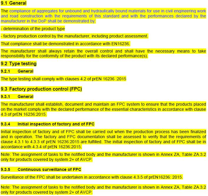 9 Assessment and verification of the constancy of performance (AVCP) I