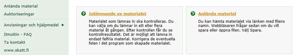 Inlämnande av materialet om du skickar