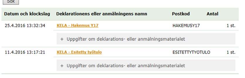 Kontrollera inskickat material i Ilmoitin.fi Inskickade filer visas endast för den person som skickade dem. En fil som skickats in visas omedelbart efteråt under Arkiv.