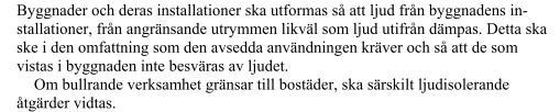 Som allmänt råd anges att föreskriften ovan uppfylls om minst de värden enligt ljudklass C (normkrav) i SS 25267 - ljudklassning av bostäder enligt nedan uppnås.