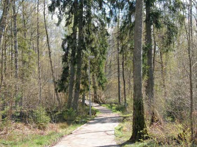 Ett inre stråk med en väl integrerad lekpark, intill hyreshusen och föreningarnas