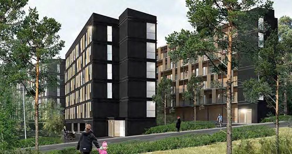 40-38 BOTKYRKA KOMMUN Antagandehandling 15 [25] Samhällsbyggnadsförvaltningen 2016-06-21 Planenheten Vy från Solskensvägen (Arkitema Architects AB) Gestaltning Gestaltningen föreslås förmedla en
