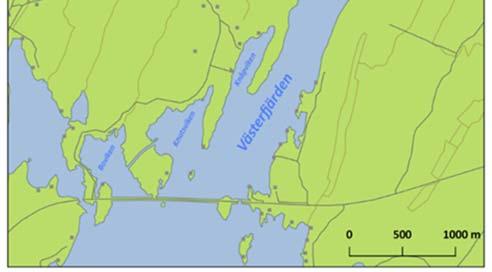 Höger: Verkviken i förhållande till Västerfjärden. Enligt utsago kunde man ännu för 50 år sedan simma i viken som då ännu var i tydlig förbindelse med havet.