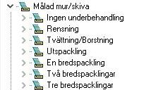 Riktlinjer Målning Spackling Skarvspackling och utspackling får inte förekomma på samma yta. 1 bredspackling normalfallet.