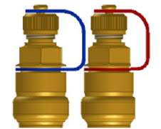 O-ring ALP48 ALP49 ALP50 S55264-V117 S55264-V118 S55264-V119 Kombinerad P/T-anslutning och kulventil för avtappning med rött band Anslutning: Utvändig gänga G ⅛ enligt ISO 228 Anslutning till