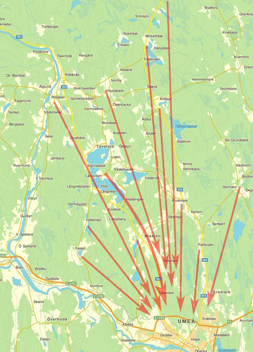 Upptagningsområde Många i byar runt om Tavelsjö