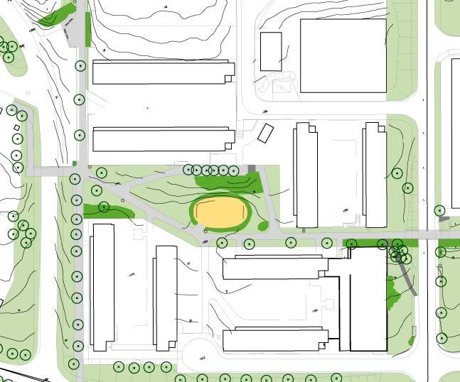5. EDIGEGÅGE STORLEK: Ca 0,3 Ha KARAKTÄR: Parkkvarter/ Kvarterspark med lek SOCIALA VÄRDE: Grön oas, lek, sitta i solen, pulkaåkning, ro Utveckla platsen till en kvarterspark med blomprakt