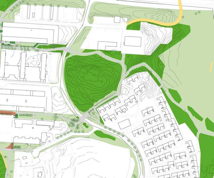 6. GLÖMMIGESKOGE STORLEK: Ca,9 Ha KARAKTÄR: aturområde SOCIALA VÄRDE: Grön oas, promenader, ro Bevara och utveckla nuvarande karaktär och värden. Klippt gräsyta och sittplatser omgiven av skogen.