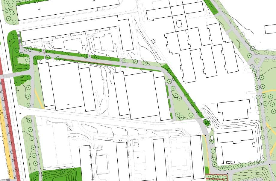 34. MELLIGEGÅGE STORLEK: Ca 0,3 Ha KARAKTÄR: Parkstråk SOCIALA VÄRDE: Promenader KULTURHISTORISKA VÄRDE: Bevara nuvarande karaktär och värden.