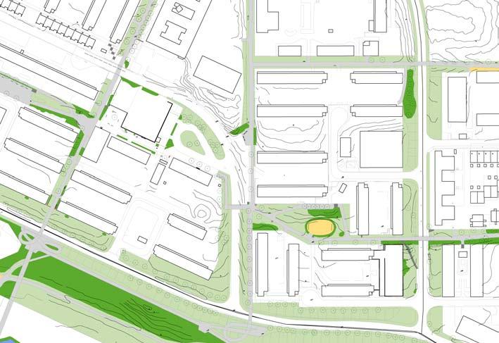 Harlingegången 35. HARLIGEGÅGE STORLEK: Ca, Ha KARAKTÄR: Parkstråk SOCIALA VÄRDE: Promenader, utsikt, sitta i solen KULTURHISTORISKA VÄRDE: Konstverk Utveckla karaktär och värden. Utblick norrut.
