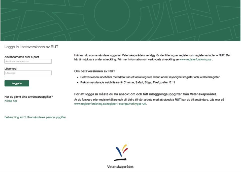 LOGGA IN RUT hittar du på http://rut.registerforskning.