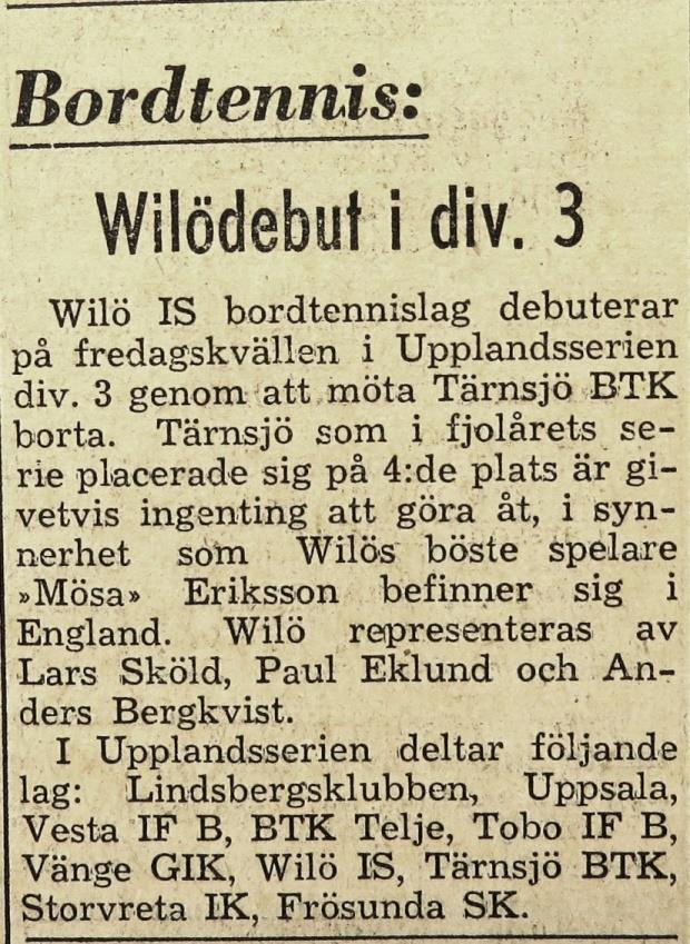7. Säsongen 1950/1951 Seriestart i div 3, fredagen den 27 oktober