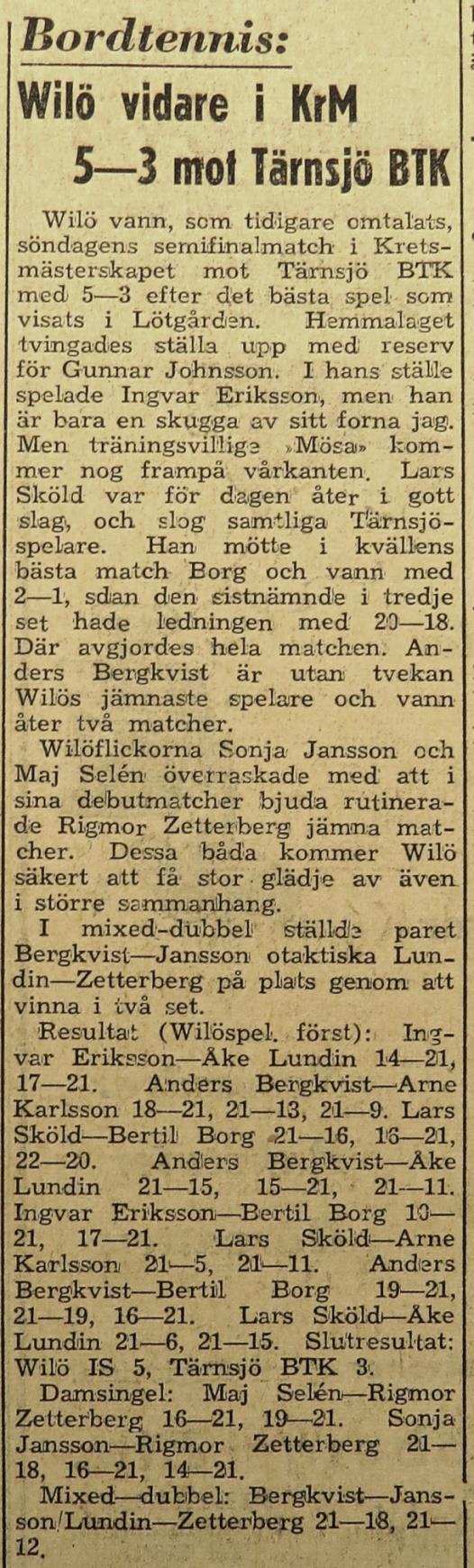 Match mot Tärnsjö söndagen den 10 december.