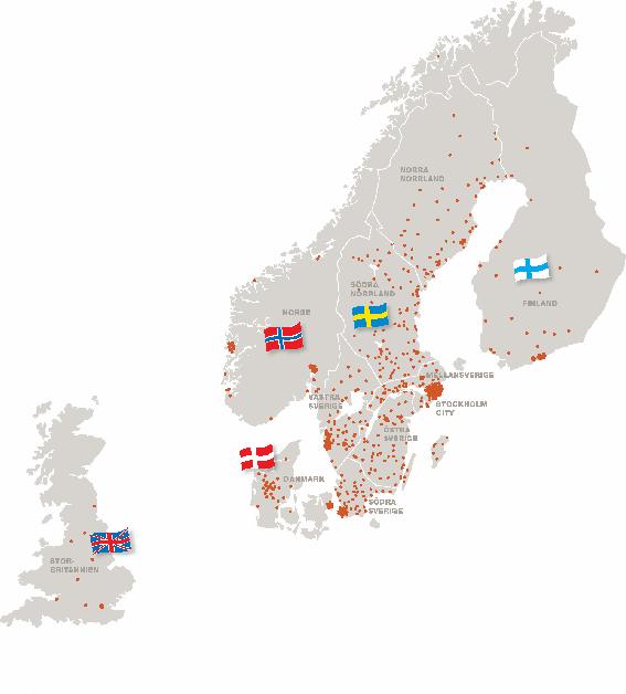 Handelsbankens kontorsnät - antal kontor 453 i Sverige 35 i