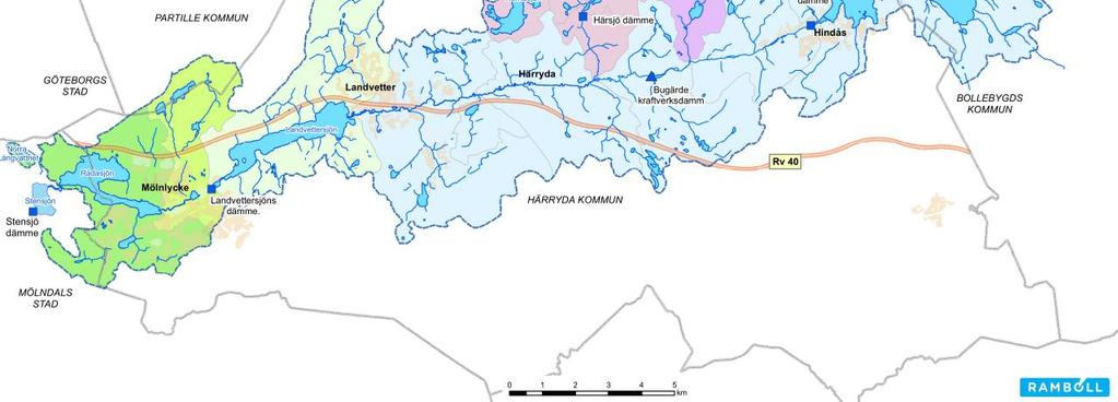 Avrinningsområdet uppströms utloppet ur Rådasjön omfattar 199 km 2 och utgör därför ca 72 % av det totala avrinningsområdet.