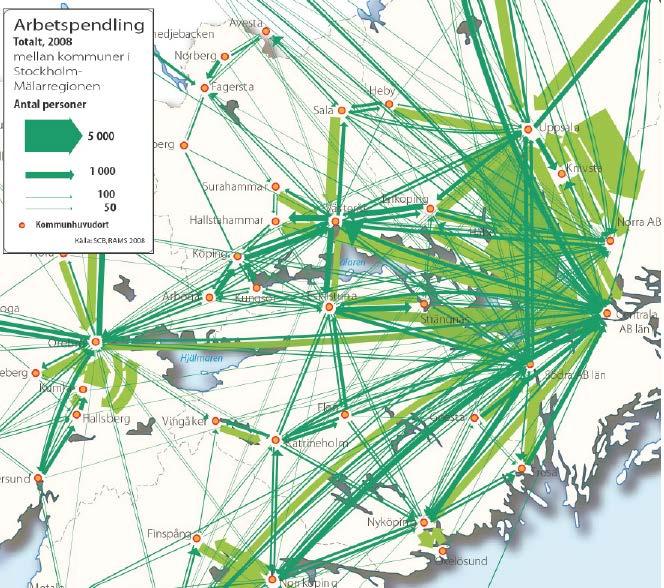 Exempel Planeringsförutsättningar urbana nätverk övriga regioner storstadsregioner