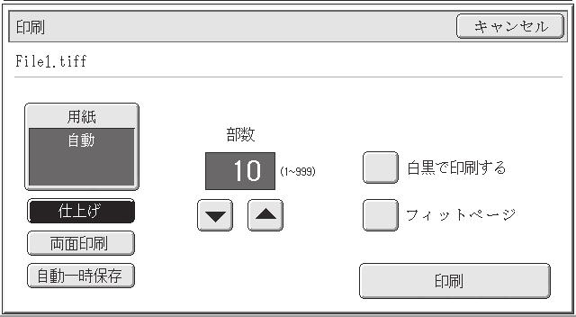 tiff Pappersval Utmatning 2-Sidig Snabbfil Antal utskrifter (2) ( 999) (3) Sidanpassning Skriv ut () När den innevarande skärmen består av flera skärmar använder du -knapparna för att växla mellan de