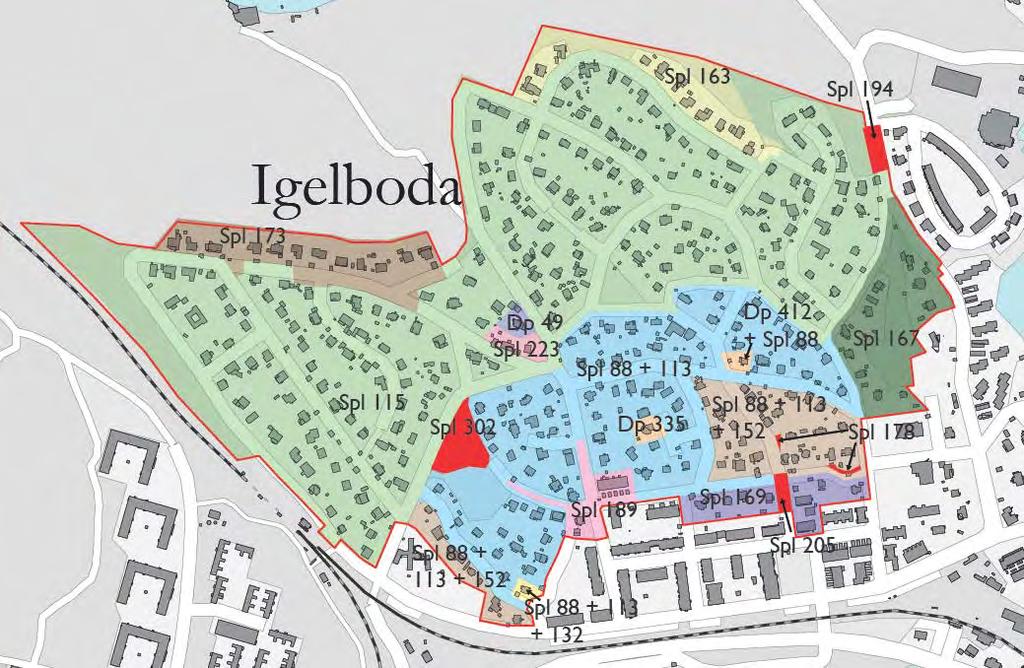 74 Planbeskrivning Igelboda 6 (28) ANTAGANDEHANDLING ligger utanför planområdets sydvästra gräns. Utanför planens sydöstra gräns ligger Neglinge station.