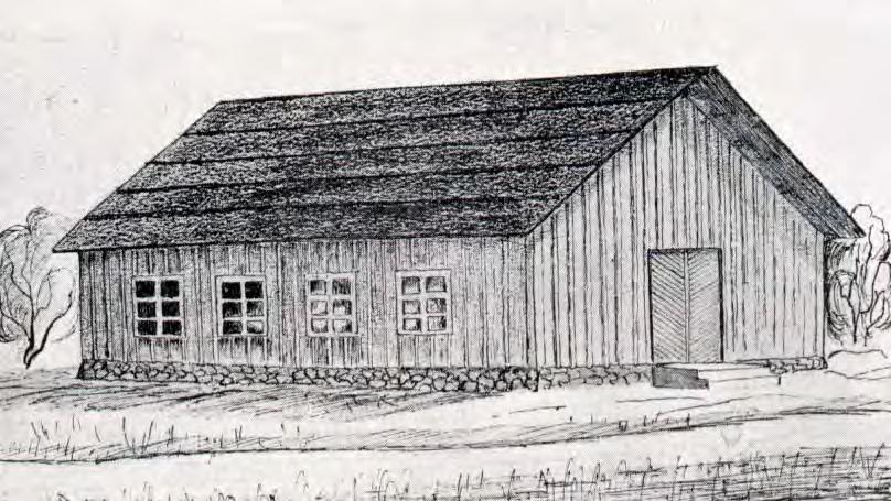 HOBERGS MISSIONSHUS Hobergs första missionshus tecknat av pastor Eric Nordgren efter de gamlas beskrivning.