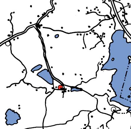 Församlingens namn ändrades till Lida Missionsförsamling. Karta över trakten kring Nårunga kyrka. Lida Missionshus markerat med rött.
