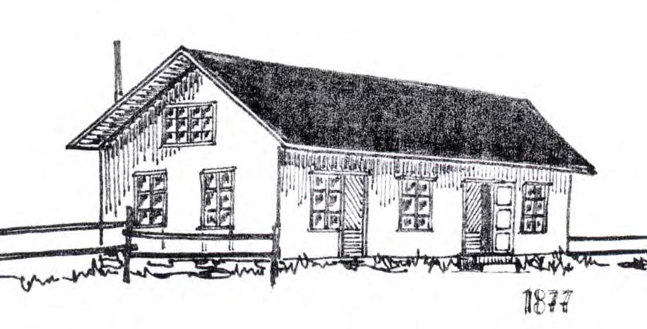 BERGSTENA MISSIONSKYRKA Teckning av Barbro Persson visande det ursprungliga missionshuset Läge: Vårgårda kommun, Lena socken, 3 km norr om Lena kyrka, väster om vägen.