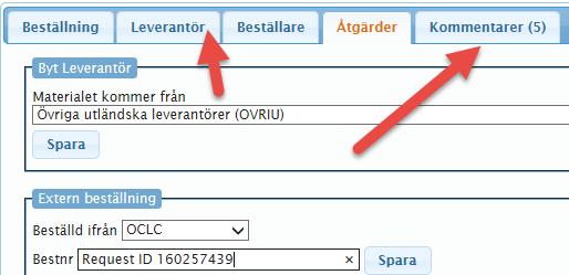Om vi använder tex Övrig leverantör och beställer från Oclc, så ser det ut så här.