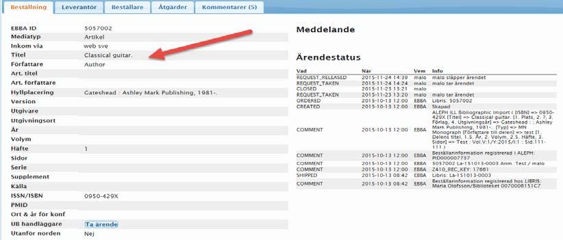 söka låntagare på Låntagarnamn/ Personnummer/Titel/ författare i Sök rutan.