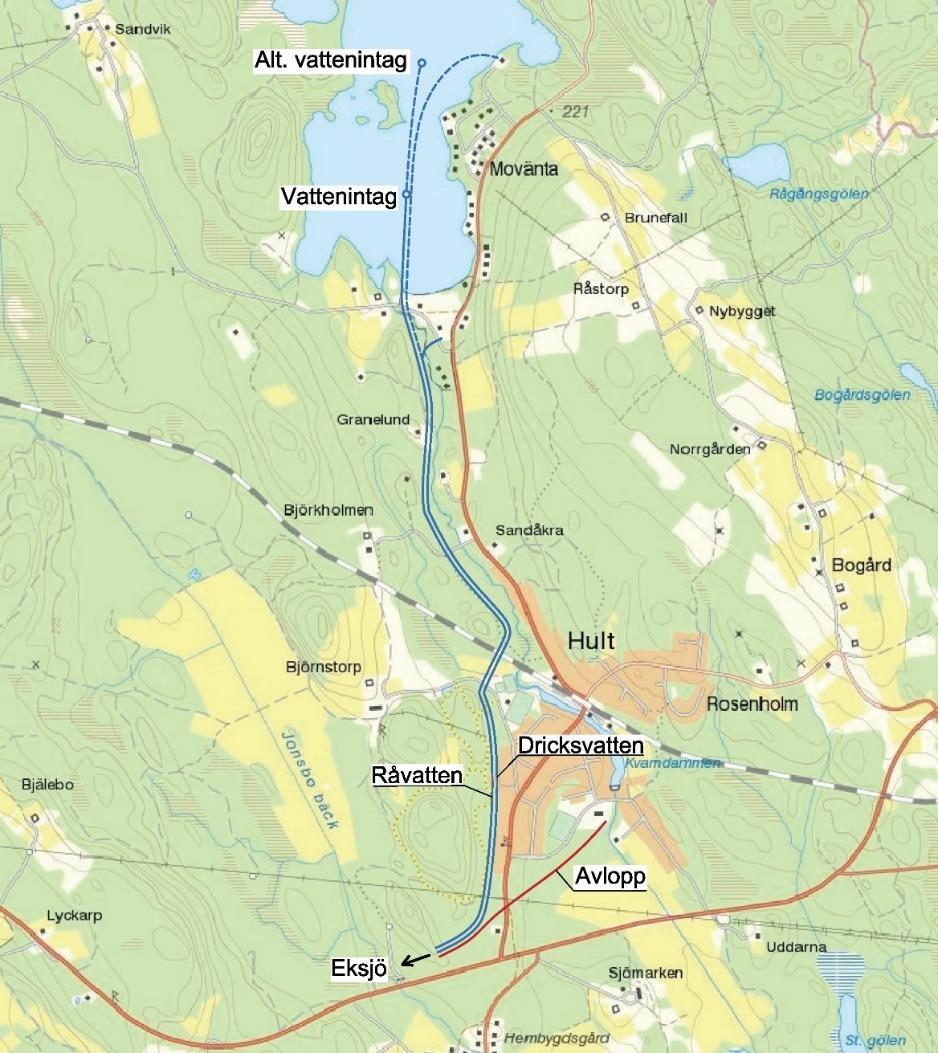 Vattenintag, pumpstation och förbehandling Pumpstation och förbehandling anläggs i detta alternativ i princip på samma sätt som för alternativ 1 ovan (kapitel 5.2).