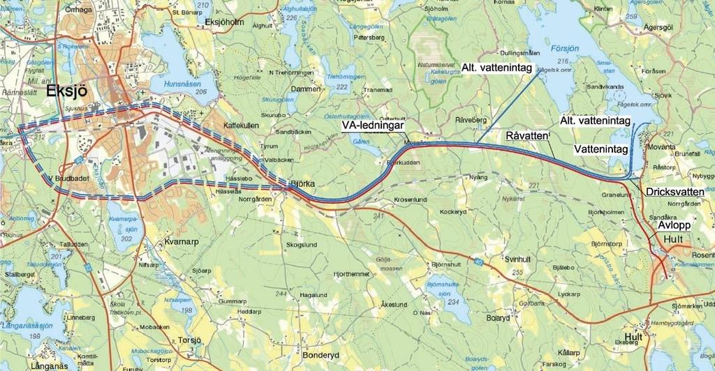 ledningssträckning över Räveberg.