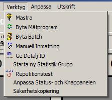 3 Att Genomför en test Formuläret i figur 1 får man upp genom att klicka Repetitionstest under Verktyg i rullgardinsmenyn. Figur 8. Eller genom att klicka på ikonen om den är utlagd på knappanelen.