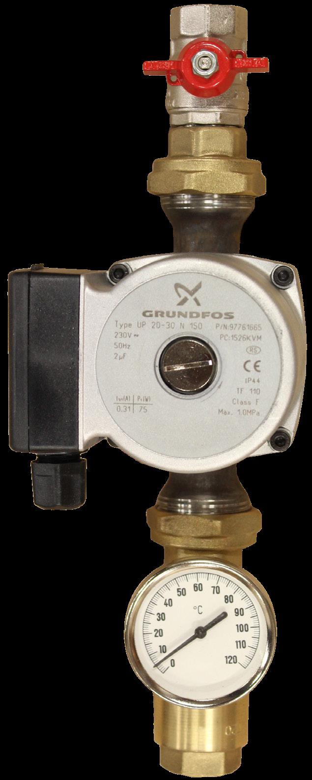VVC-Pump Grundfos UP0-0N Art.nr: 5 9999 709 Pumpen är uppbyggd enligt våtlöparprincipen, dvs en integrerad enhet motor/pump utan axeltätning och med bara två packningar för tätning.