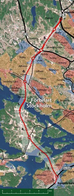 ALTERNATIV 3.2 Förbifart Stockholm Korridorens omfattning För beskrivning av korridorens bredd och motiv för vald omfattning hänvisas till vägutredningen. Systemlösningar 1.