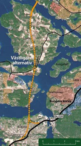 ALTERNATIV För miljön bedöms följande vara alternativskiljande: Bergtunneln passerar under villabebyggelse på en längre sträcka än Diagonal Ulvsunda, i avsnitt där störande stomljud under byggtiden