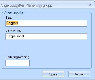 Att göra ett nytt schema (grundschema). Innan du kan börja göra ett grundschema, måste du först skapa en planeringsgrupp/schemagrupp. Markera den gula mappen genom att klicka med vänster mustangent.
