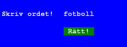 6 När eleven klickat på Ja-knappen kommer ett ord eller ett ords orddelar att presenteras med de inställningar som gjorts.