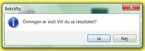 8 I Hitta Ord programmet ser rättningen av ett korrekt svar ut som nedan.