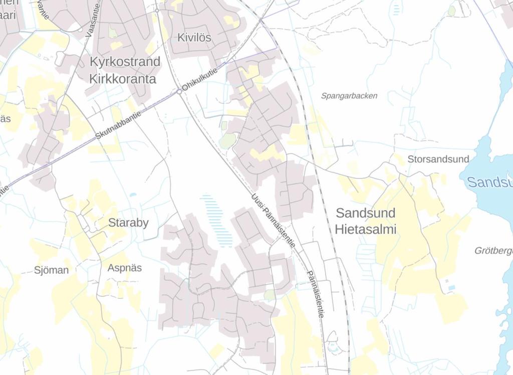 Bild 2: Karta från Sandsund. Inventeringsområdets ungefärliga läge anvisat med röd cirkel. 3.1 Historia Sandsund består av gammal sjöbotten så landhöjningen har haft stor inverkan på området.