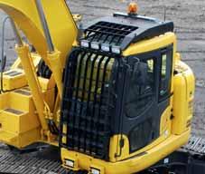 Optimal arbetsplatssäkerhet Säkerhetsfunktionerna på Komatsu PC228USLC-8 följer senaste branschstandard och syftar till att minimera riskerna för personal i och omkring maskinen.